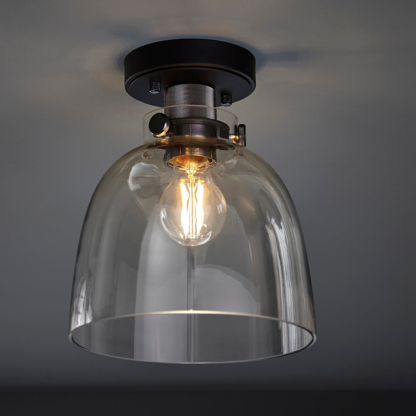 Kirk Black Chrome Flush Ceiling Light