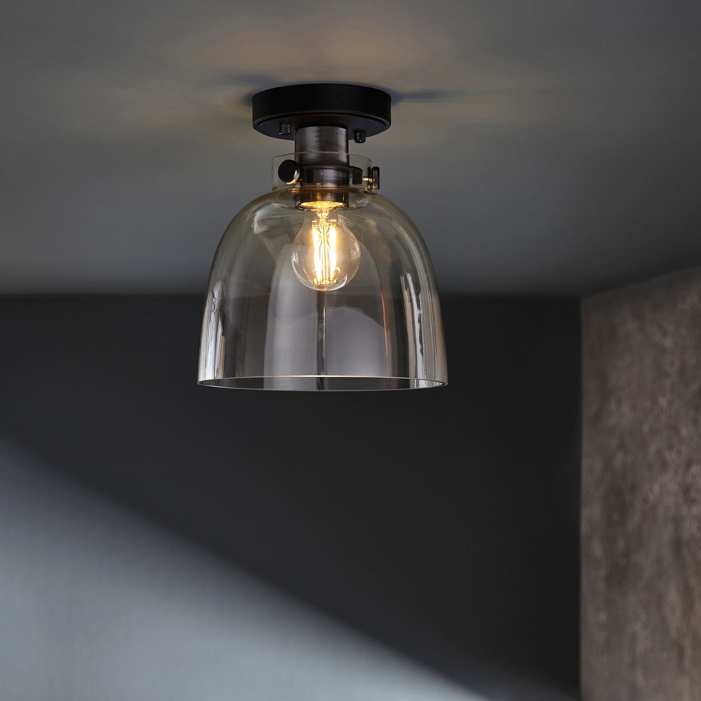 Kirk Black Chrome Flush Ceiling Light