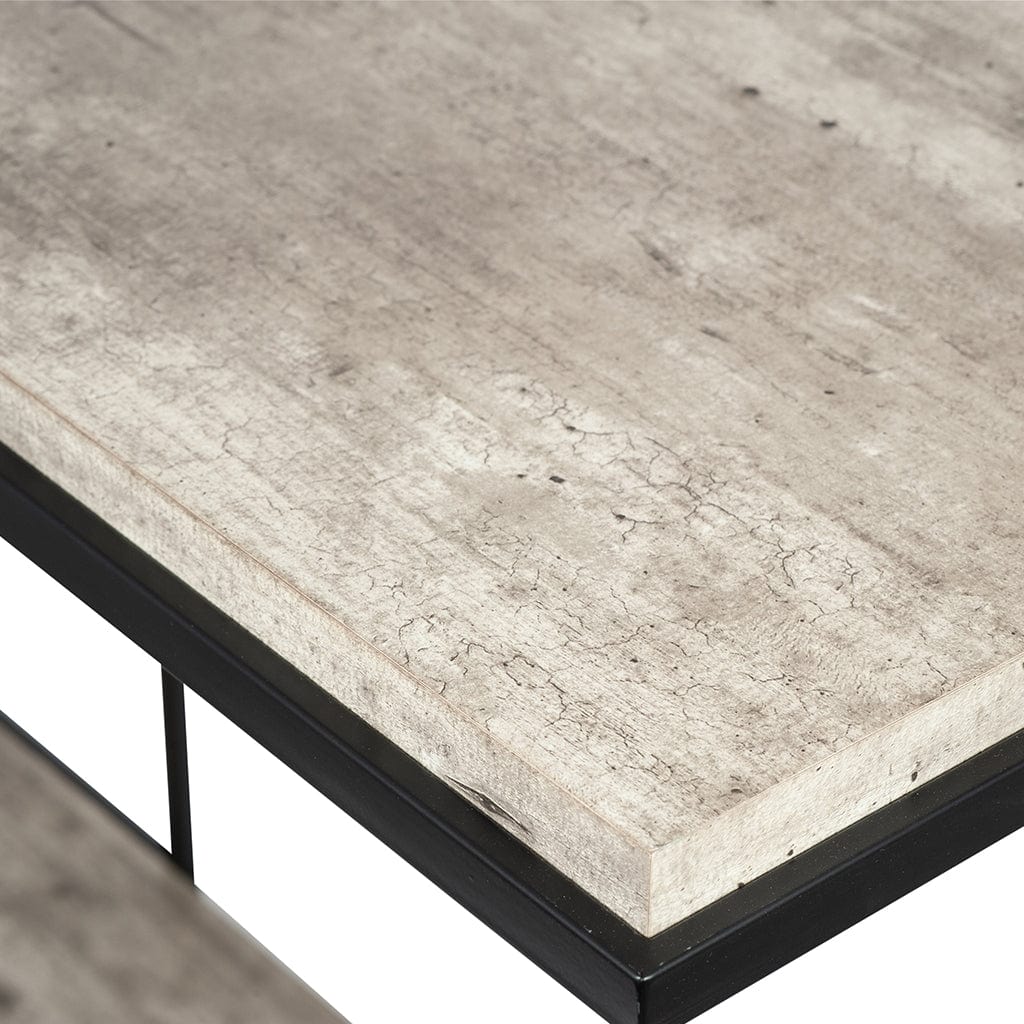 Concrete Effect MDF & Black Iron Console Table
