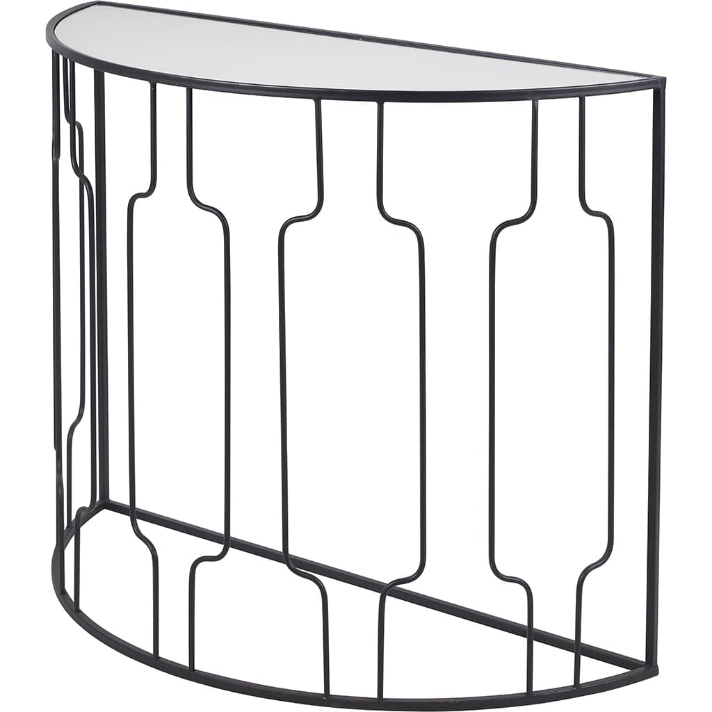 Caprisse Glass & Graphite Half Moon Console Table