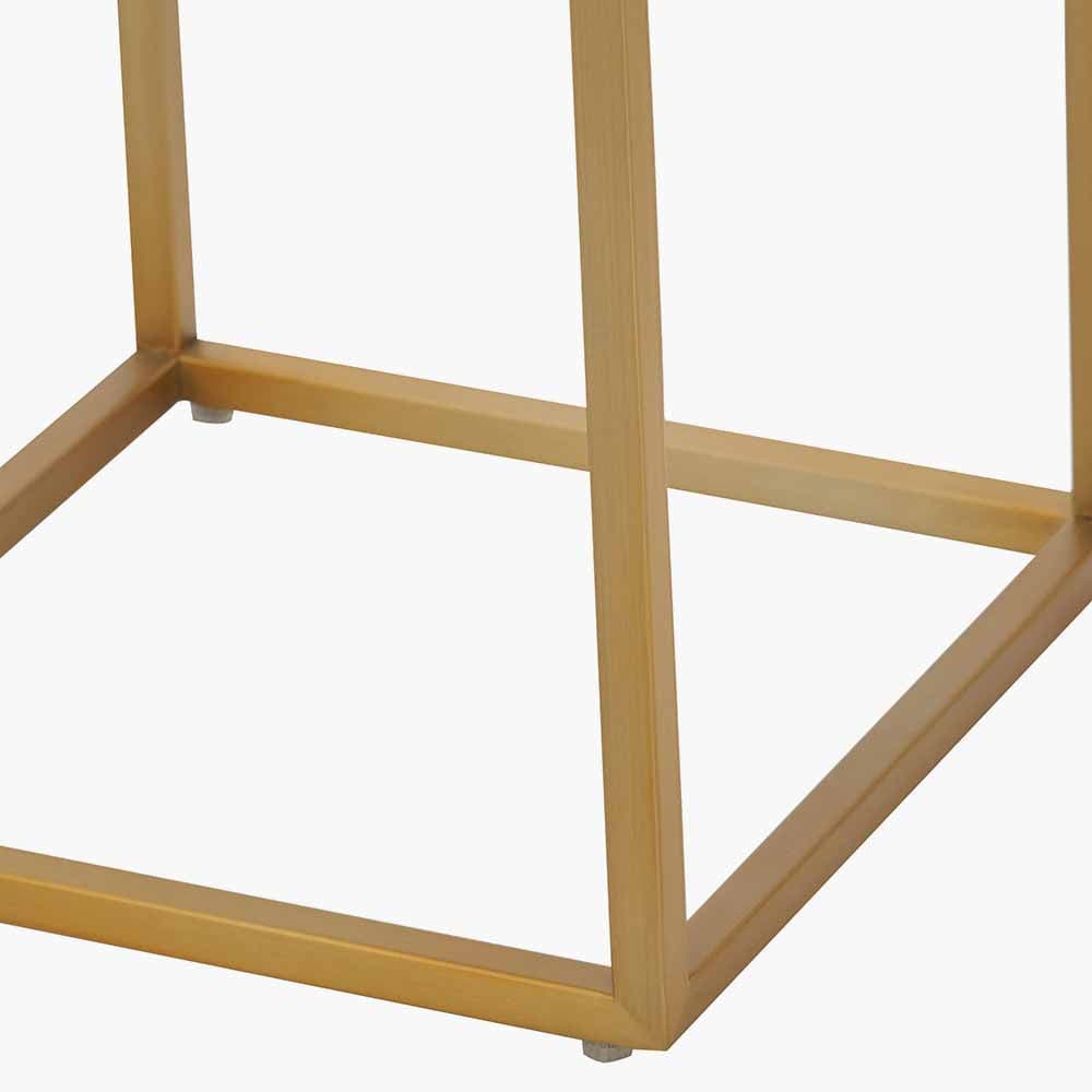 Madison Beige Granite & Burnished Gold Metal Square Side Table