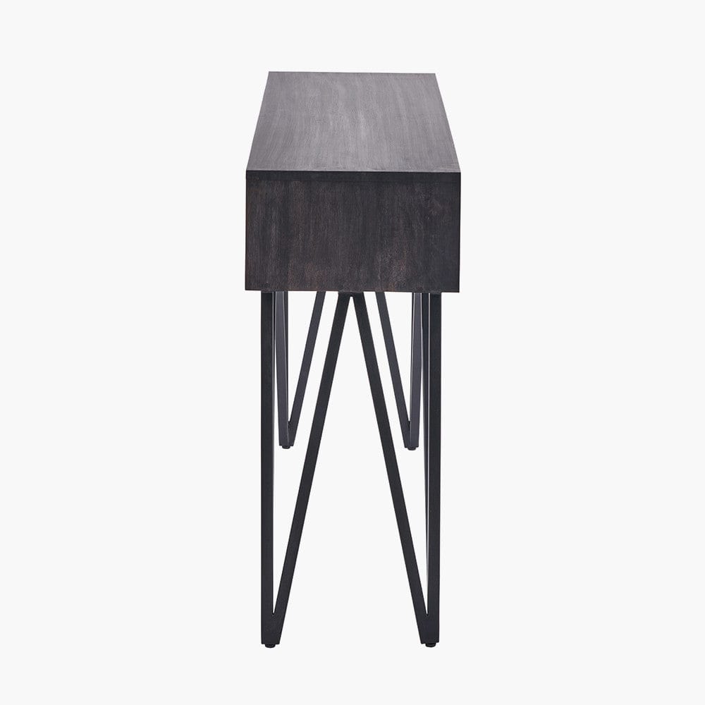 Verde Black Mango Wood & Stone Veneer 2 Drawer Console Table