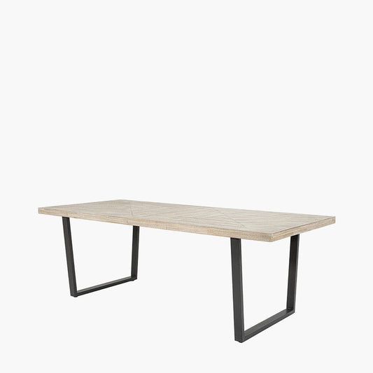 Marca Sand Wash Acacia Wood & Black Metal 8 Seater Dining Table