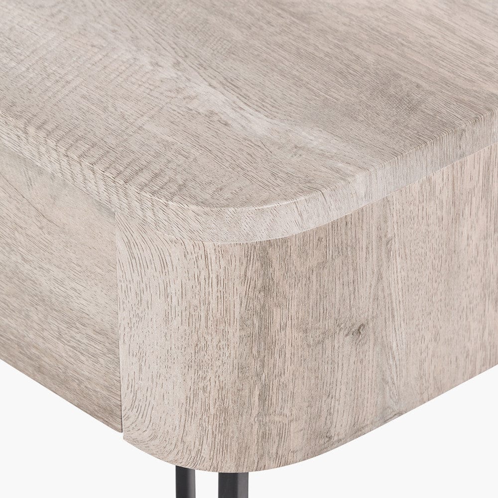 Ukiah Grey Oak Veneer & Black Metal Bedside Unit