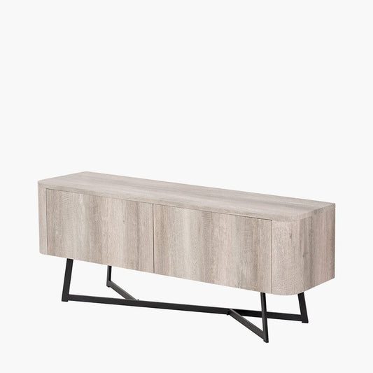 Ukiah Grey Oak Veneer & Black Metal 2 Door Low Unit