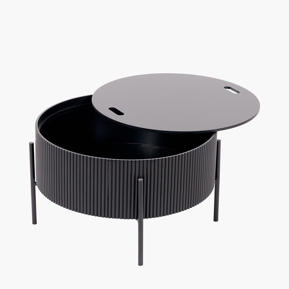 Henderson Black Wood & Black Metal Storage Coffee Table