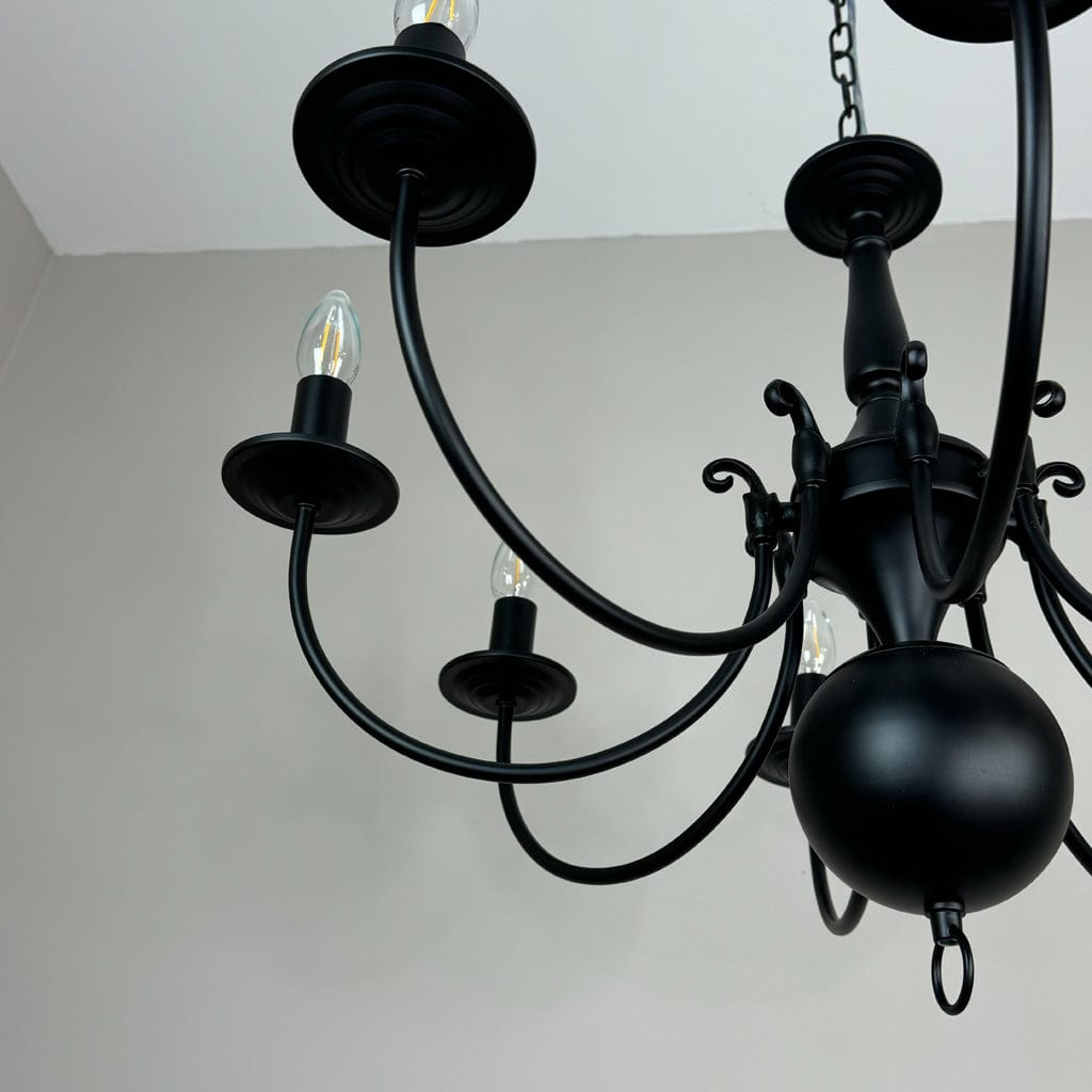 Bruges 8 Light Matt Black Flemish Chandelier