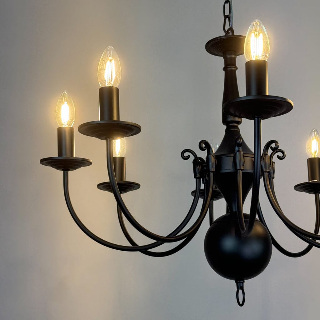 Bruges 8 Light Matt Black Flemish Chandelier