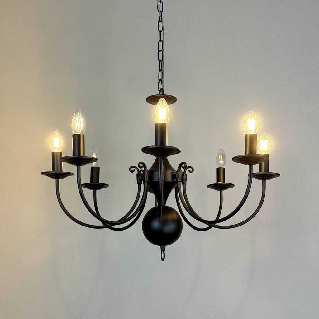 Bruges 8 Light Matt Black Flemish Chandelier