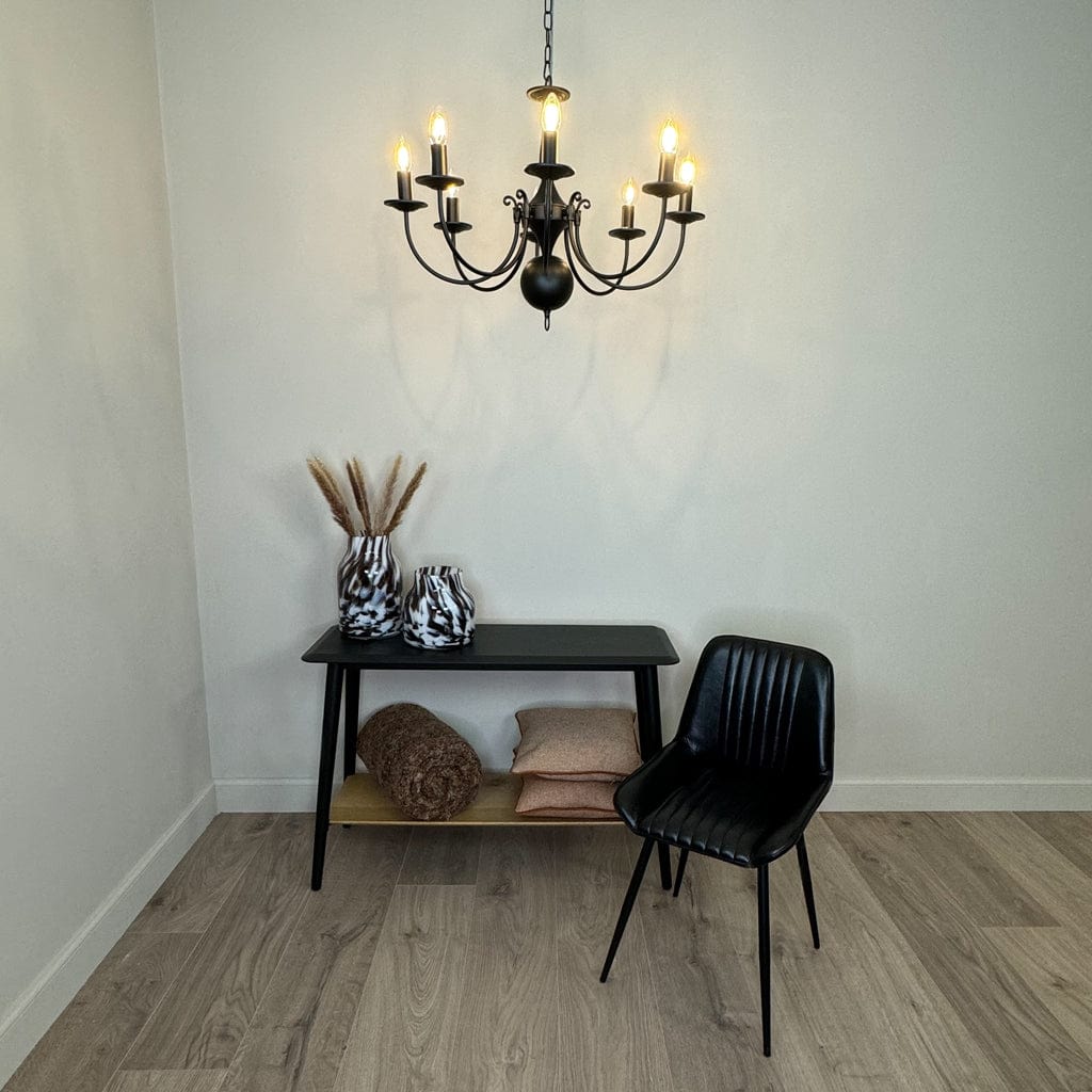 Bruges 8 Light Matt Black Flemish Chandelier