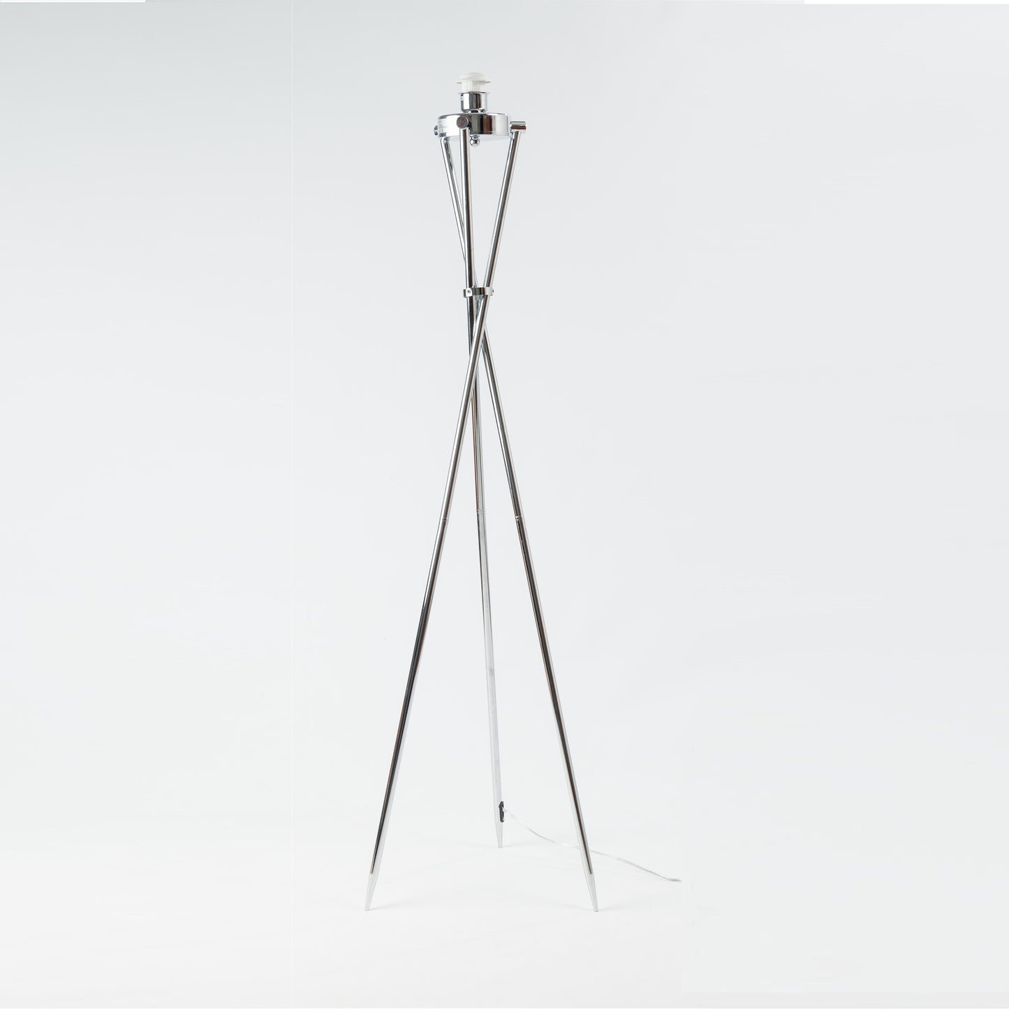 Brondby Chrome Floor Lamp with Timorous Beasties Epic Botanic Blue Rust Shade