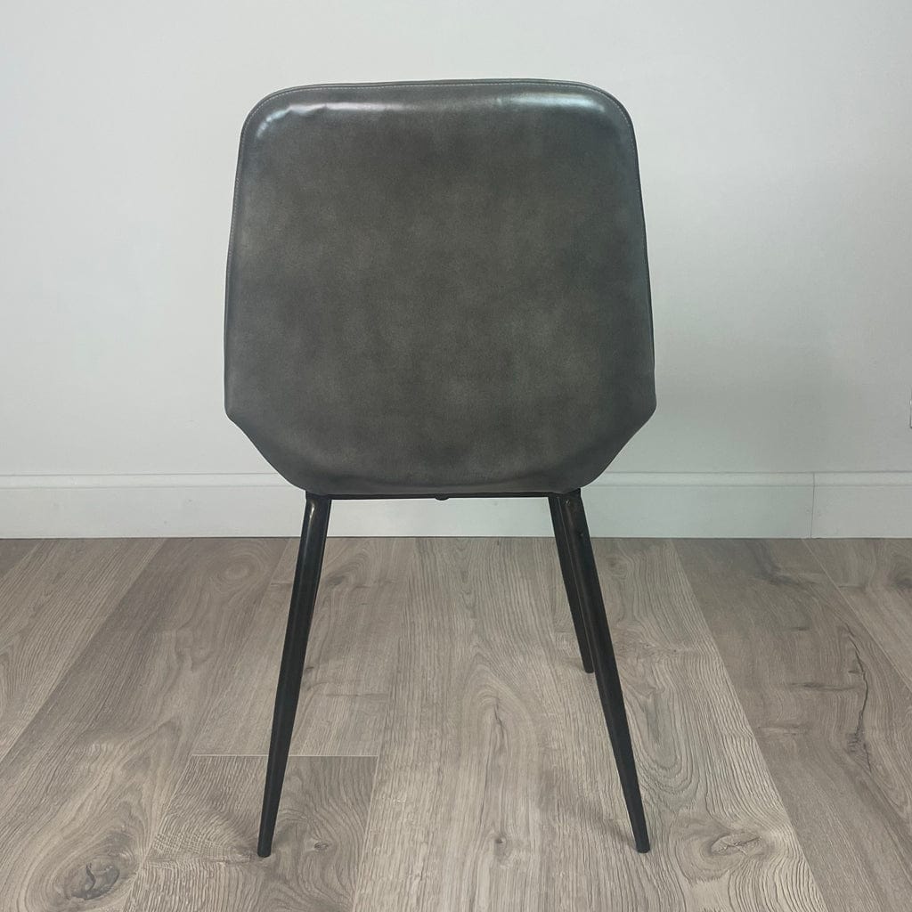 Angelo Vintage Grey Leather & Iron Retro Dining Chair