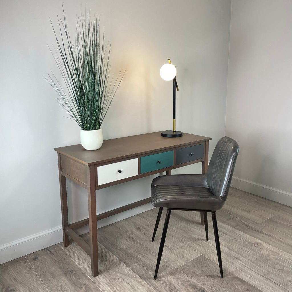 Pine Wood Multicoloured 3 Drawer Desk