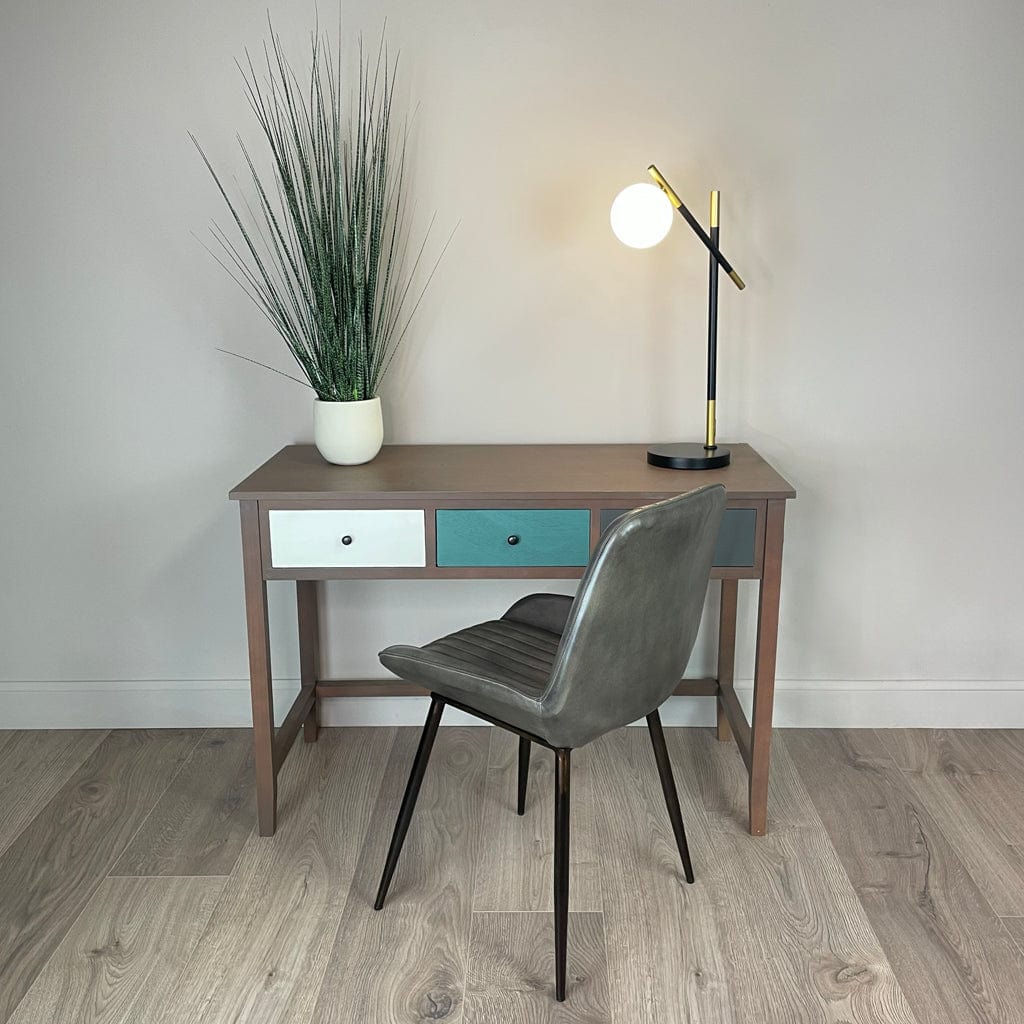 Angelo Vintage Grey Leather & Iron Retro Dining Chair