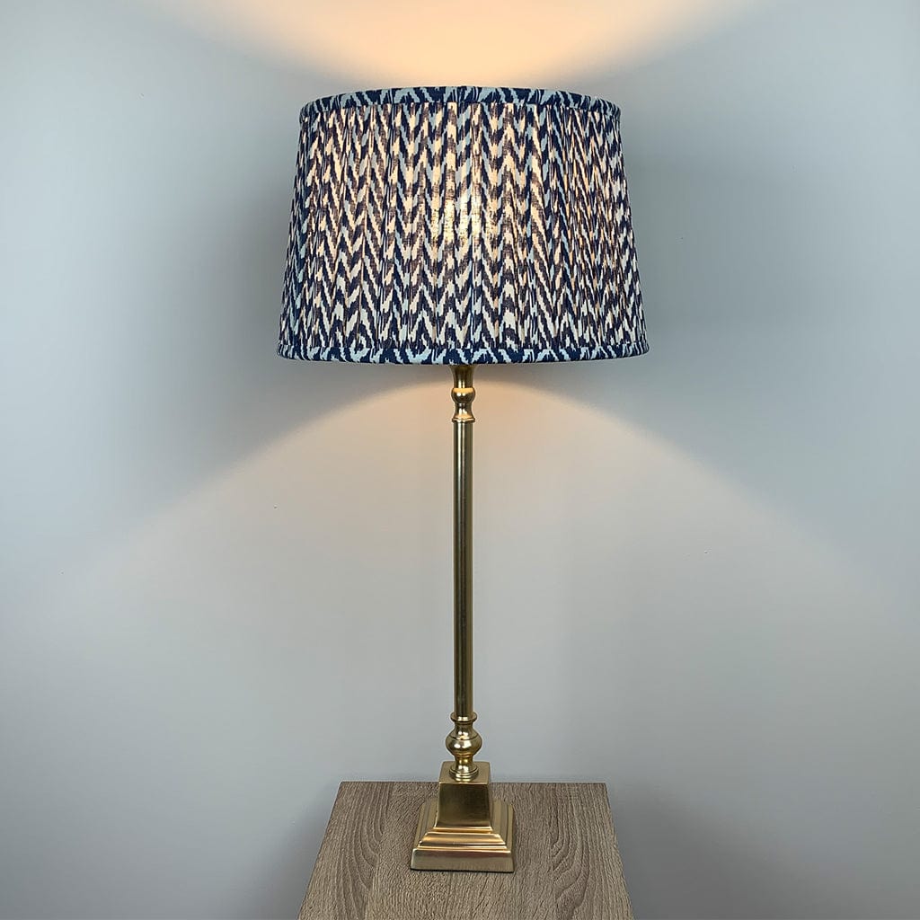 Gold Stick Table Lamp with Square Foot with Vienna Pleated Shade