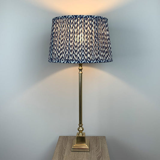 Gold Stick Table Lamp with Square Foot with Vienna Pleated Shade