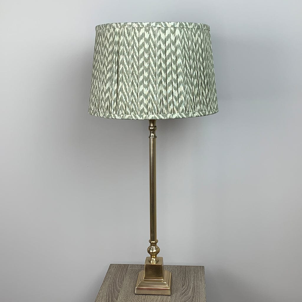 Gold Stick Table Lamp with Square Foot with Vienna Pleated Shade