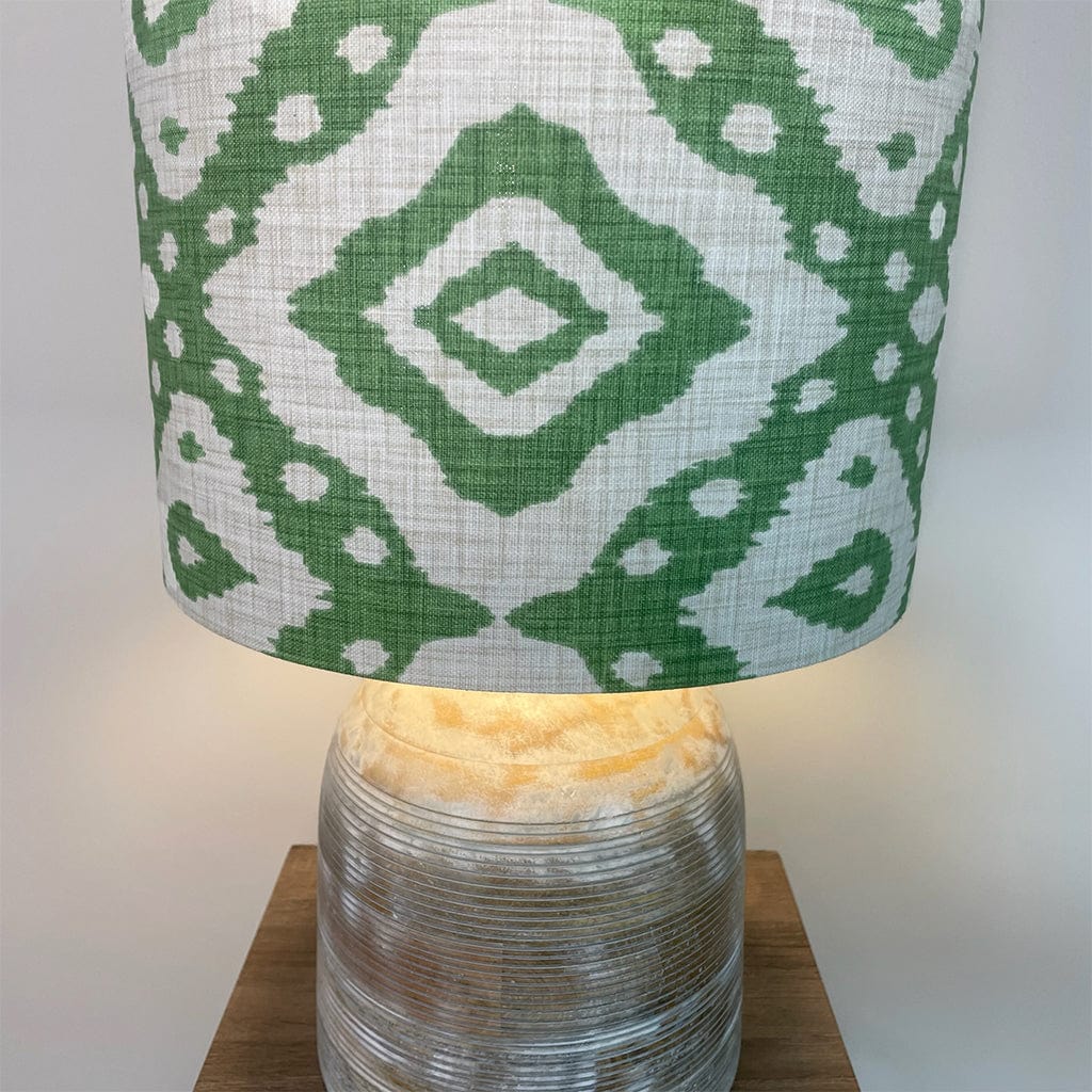 Nelu Warm Grey Wash Dome Table Lamp with Marrakesh Emerald Shade