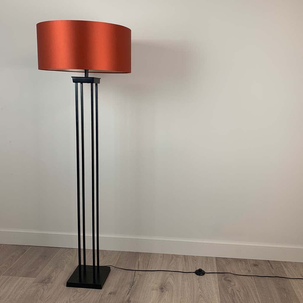 Matt Black Metal Four Post Floor Lamp