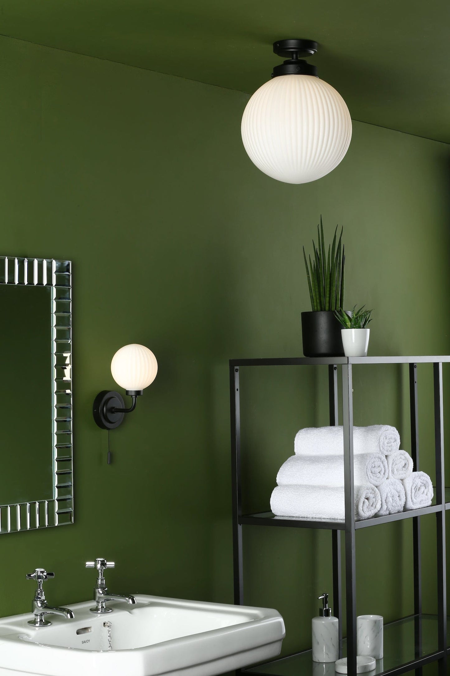 Rick Matt Black Bathroom Flush Opal Glass