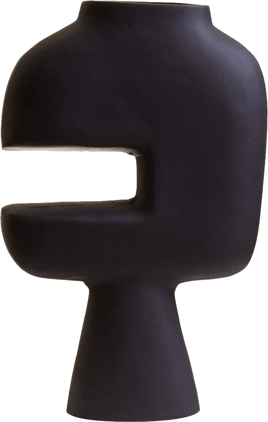 Black abstract vase on a white background