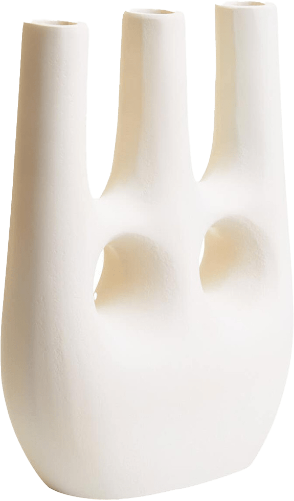 White ceramic vase with a unique design on a white background