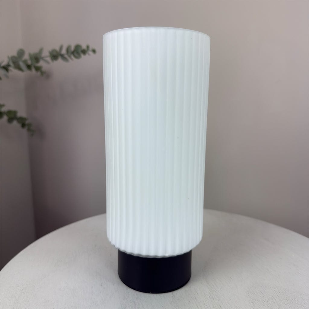 Aneska Touch Lamp Matt Black and Opal Glass