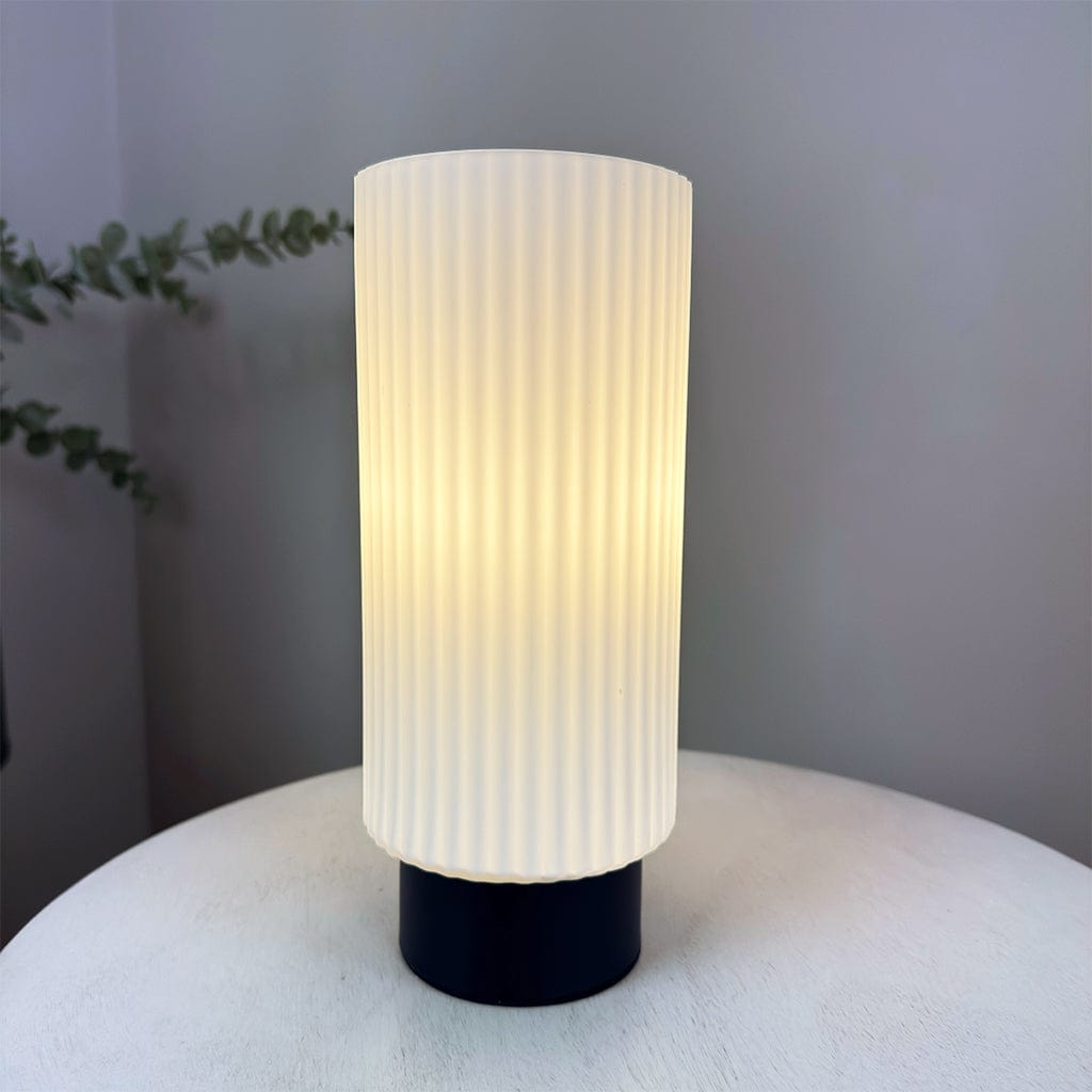 Aneska Touch Lamp Matt Black and Opal Glass