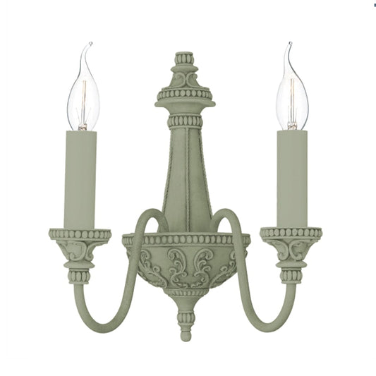 David Hunt Bailey 2 Light Sage Green Wall Light