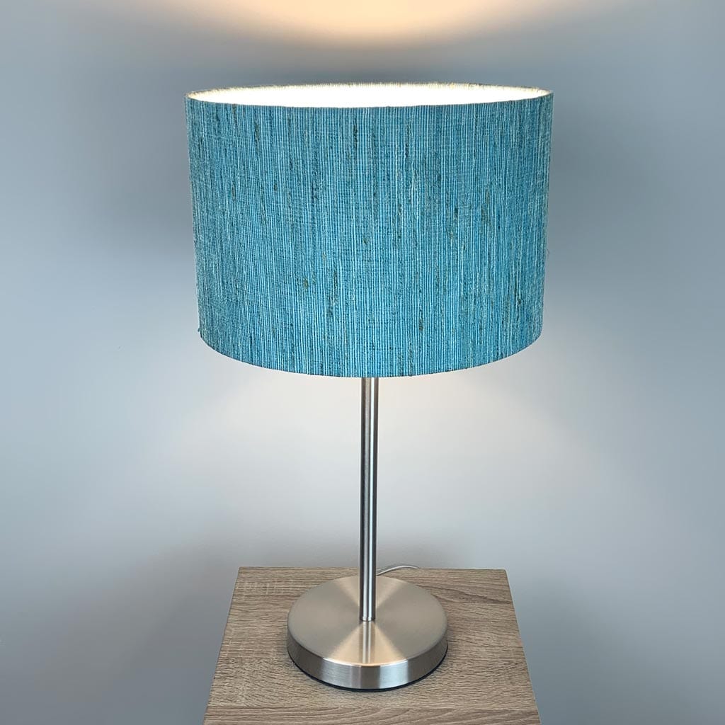 Belford Brushed Steel Table Lamp with Marine Shade