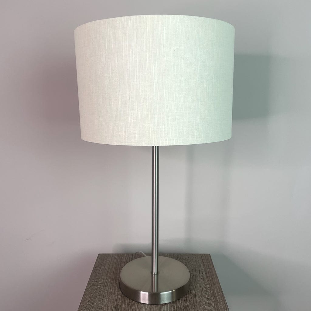 Belford Brushed Steel Table Lamp with Choice of Shade
