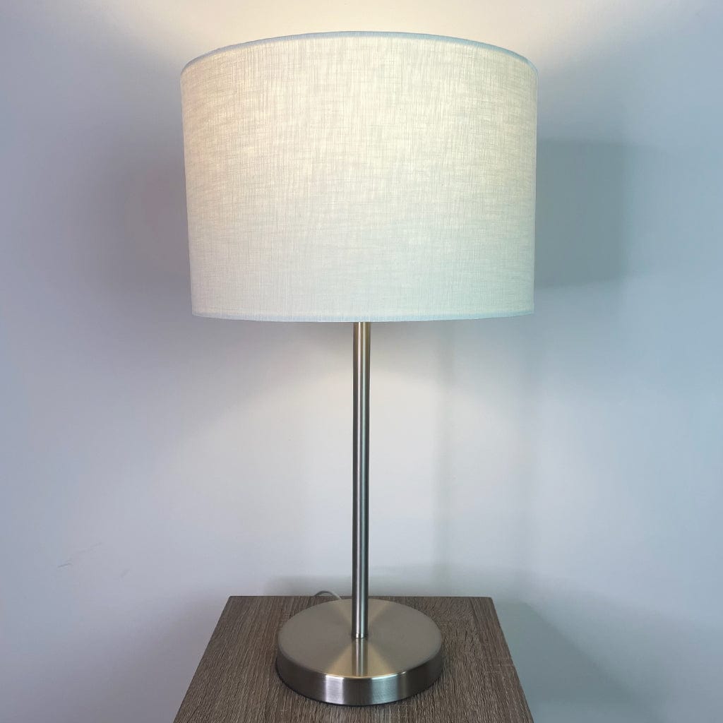 Belford Brushed Steel Table Lamp with Choice of Shade