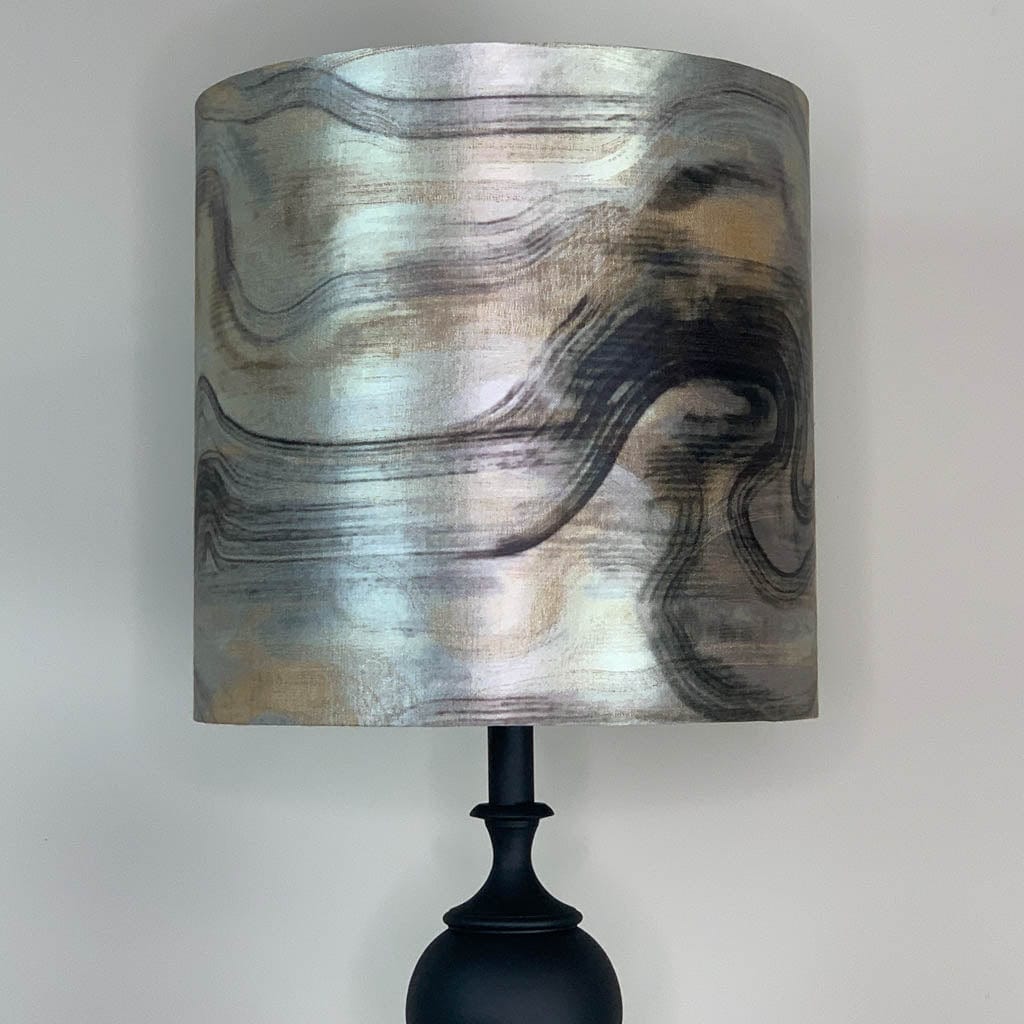 Black Aluminium 2 Ball Tall Foot Table Lamp with Tessuto Nero Lampshade