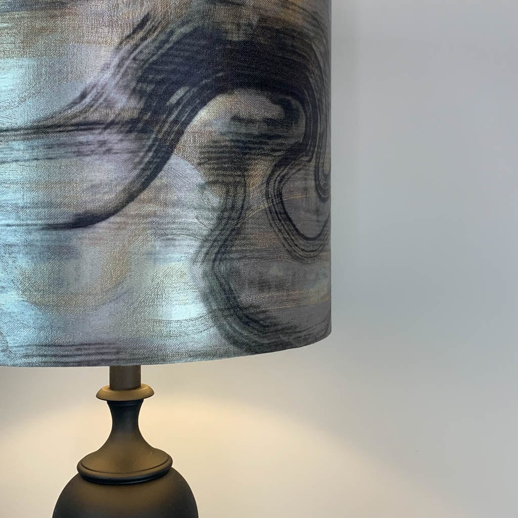 Black Aluminium 2 Ball Tall Foot Table Lamp with Tessuto Nero Lampshade