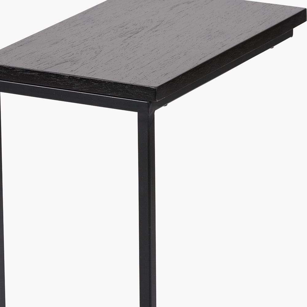Black Ash Veneer and Black Metal Supper Side Table