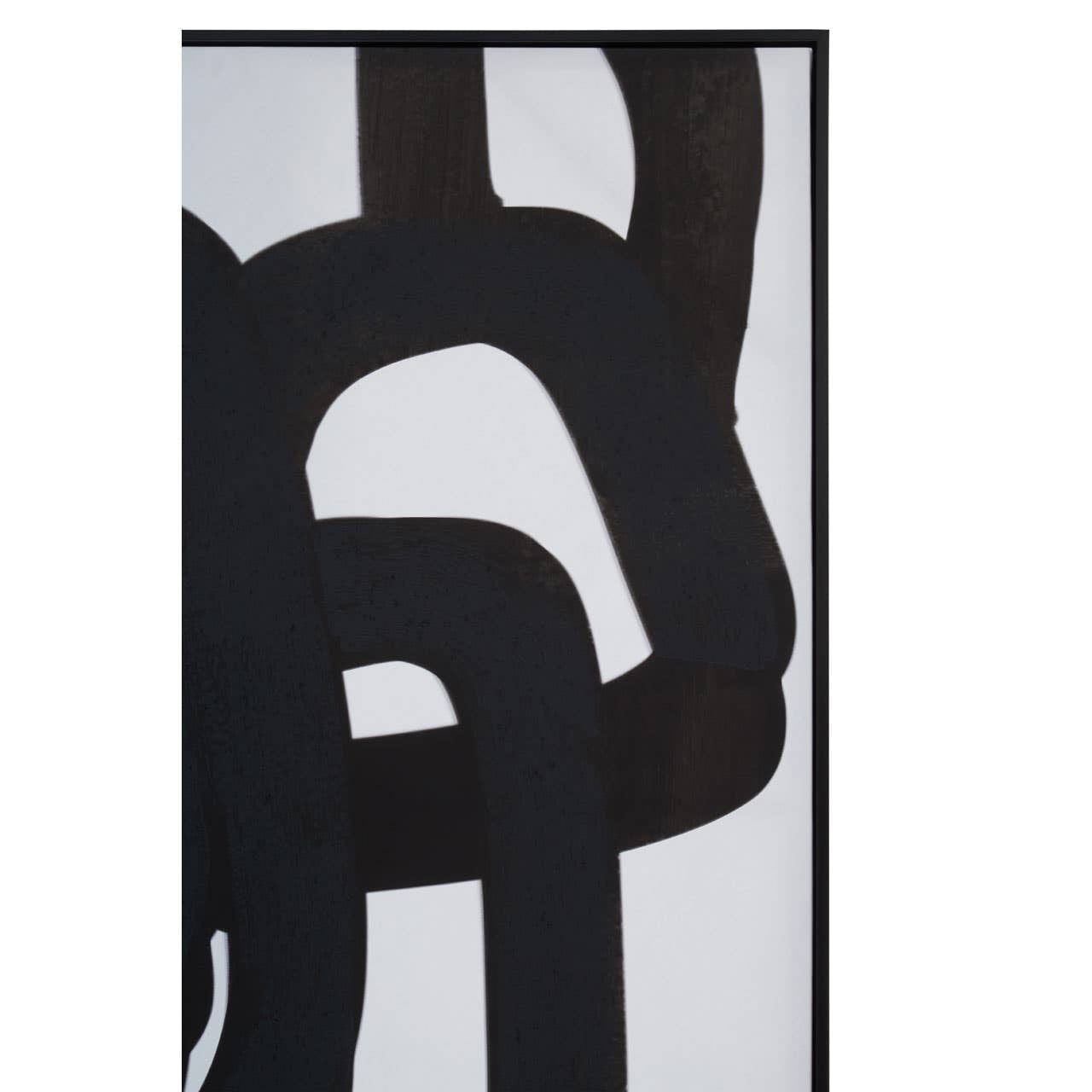Abstract black and white artwork on a white background