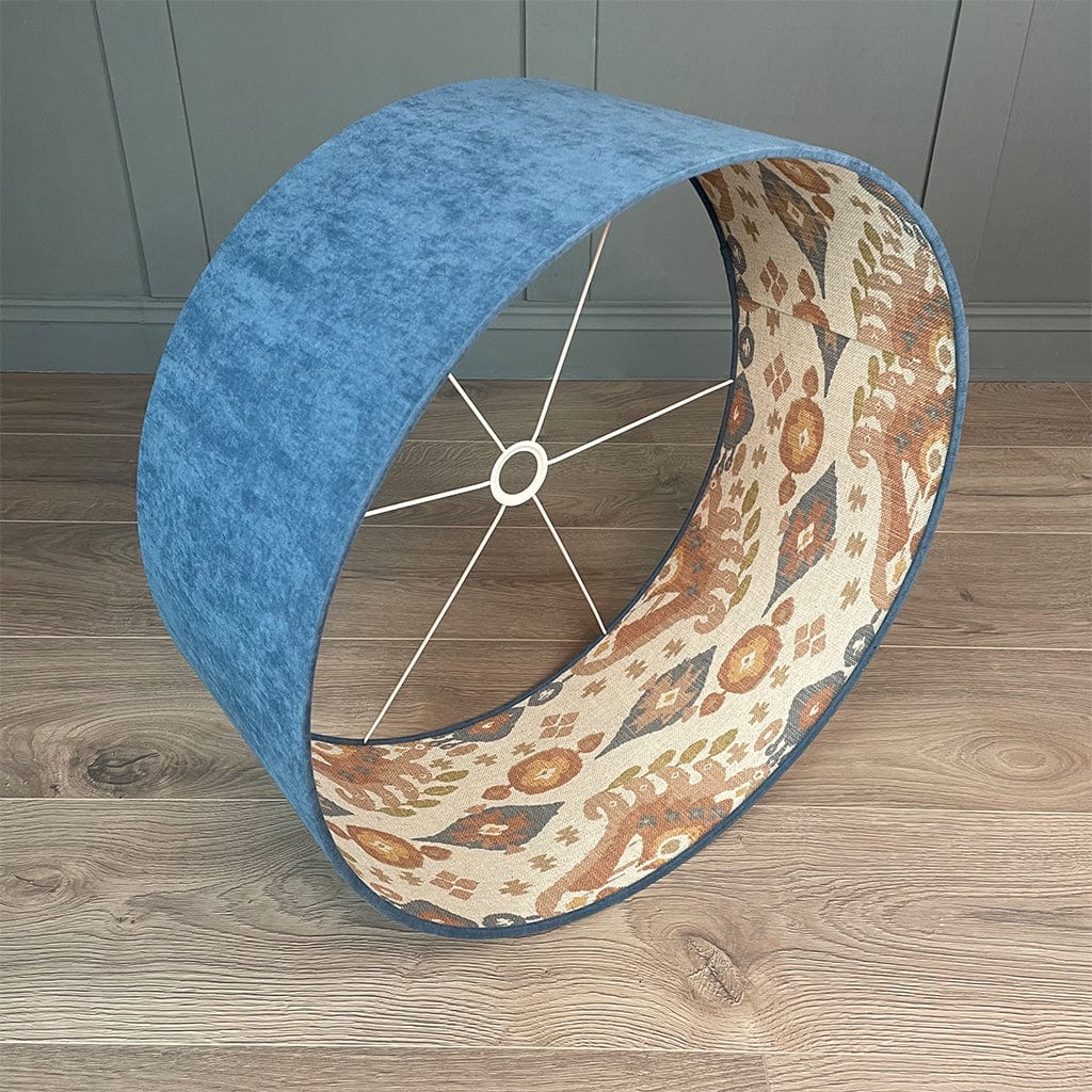 Boho Shell Ikat Lined Pendant Shade with Ocean Outer