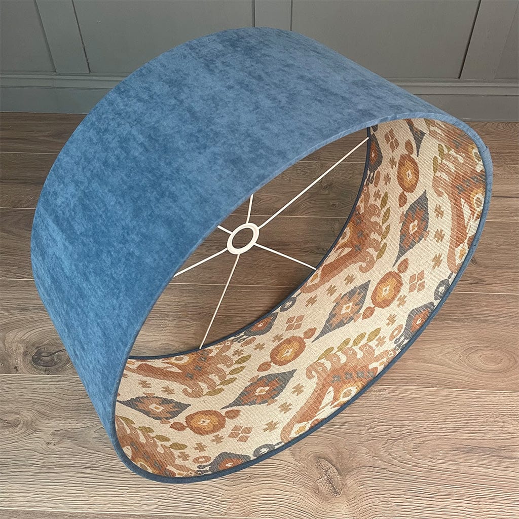 Boho Shell Ikat Lined Pendant Shade with Ocean Outer
