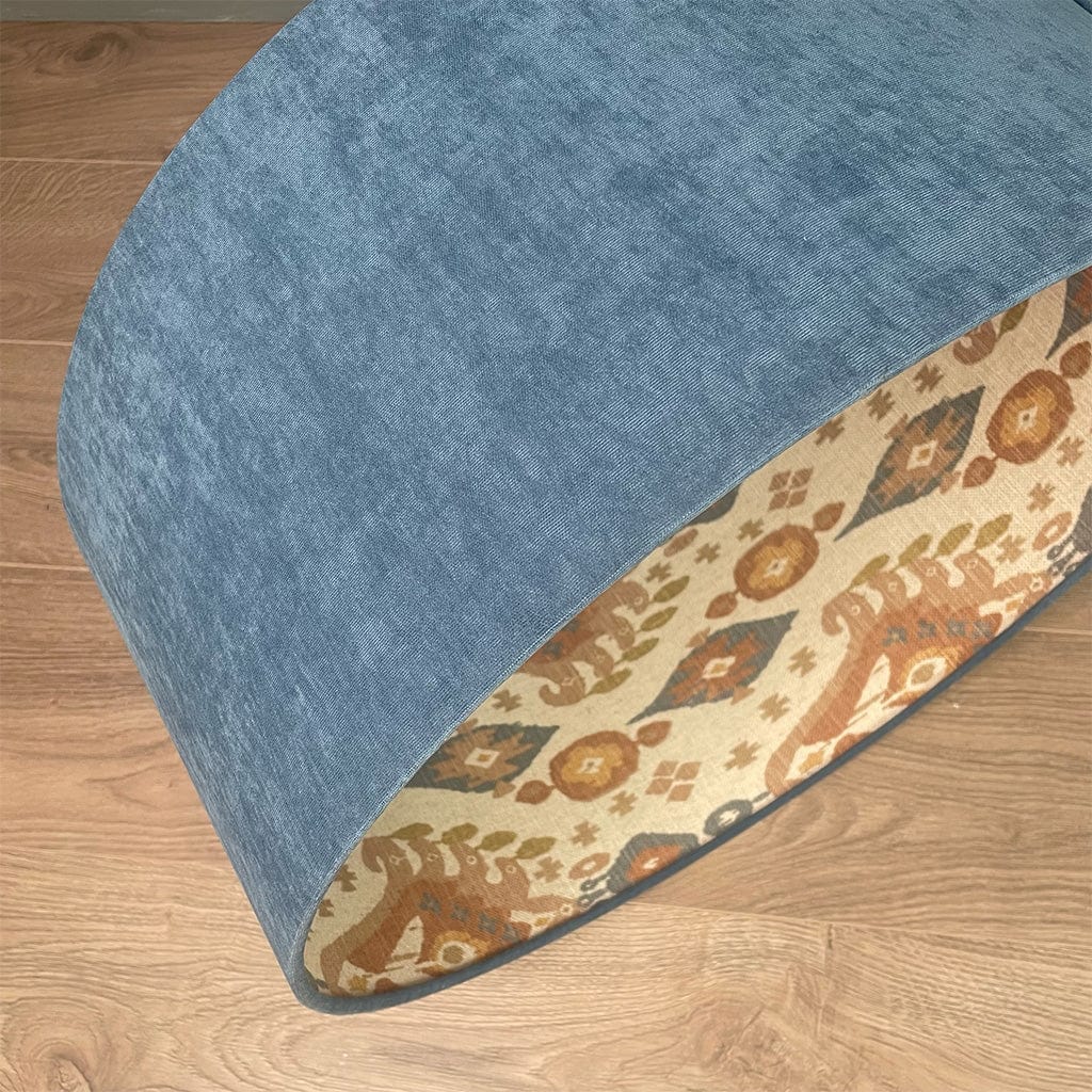 Boho Shell Ikat Lined Pendant Shade with Ocean Outer