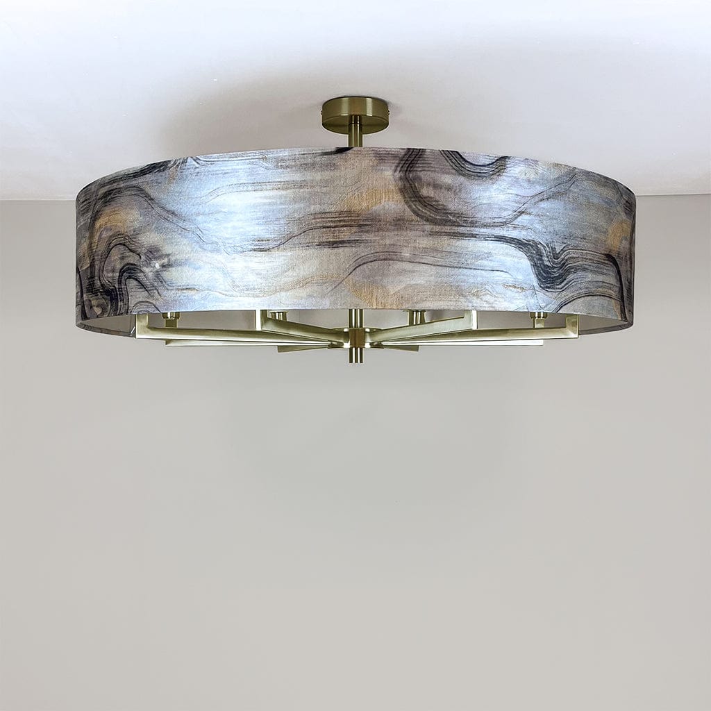Circa 8 Light Antique Brass with Tessuto Nero