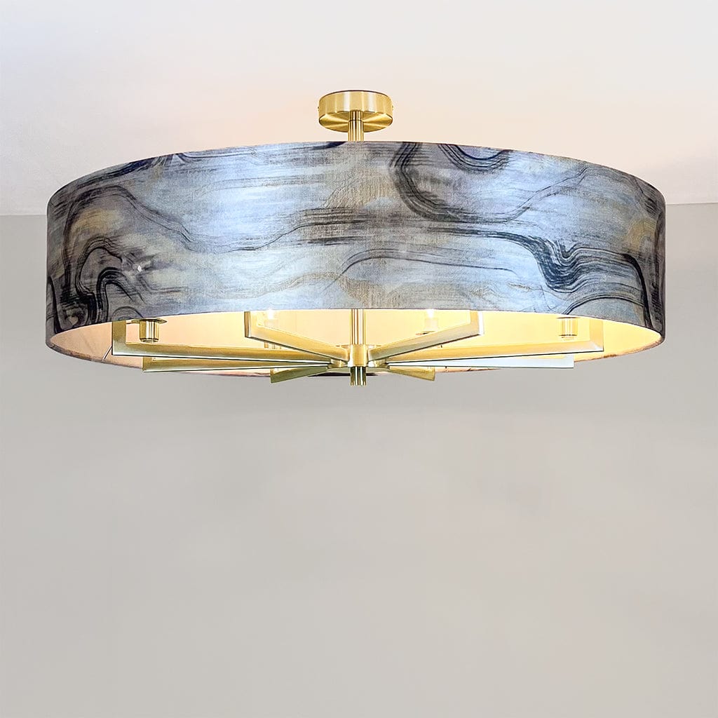 Circa 8 Light Antique Brass with Tessuto Nero