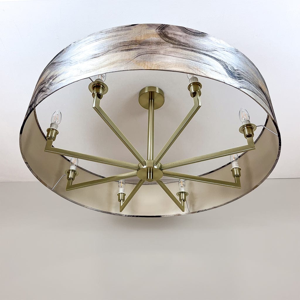 Circa 8 Light Antique Brass with Tessuto Nero