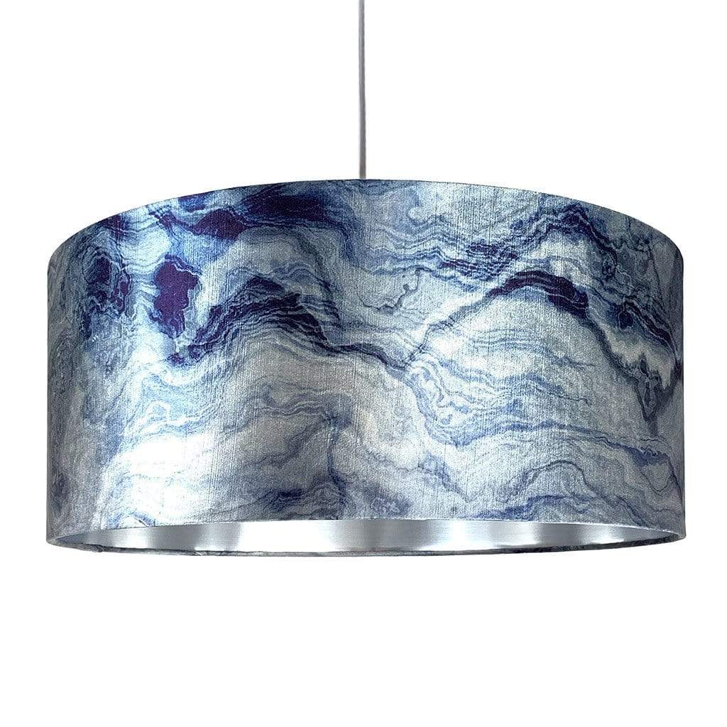 Carrara Indigo Marble & Brushed Silver Shallow Shade