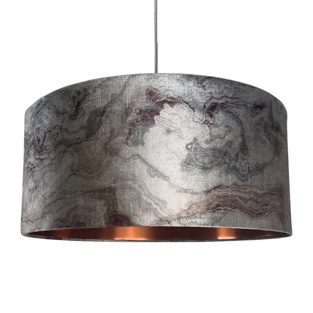 Carrara Pewter Marble & Brushed Copper Shallow Shade