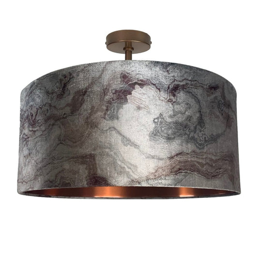 Carrara Pewter Marble & Brushed Copper Shallow Shade