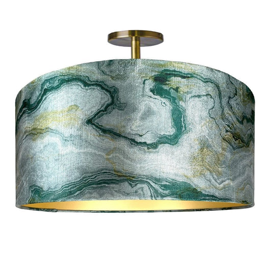 Carrara Emerald Marble & Brushed Gold Shallow Shade