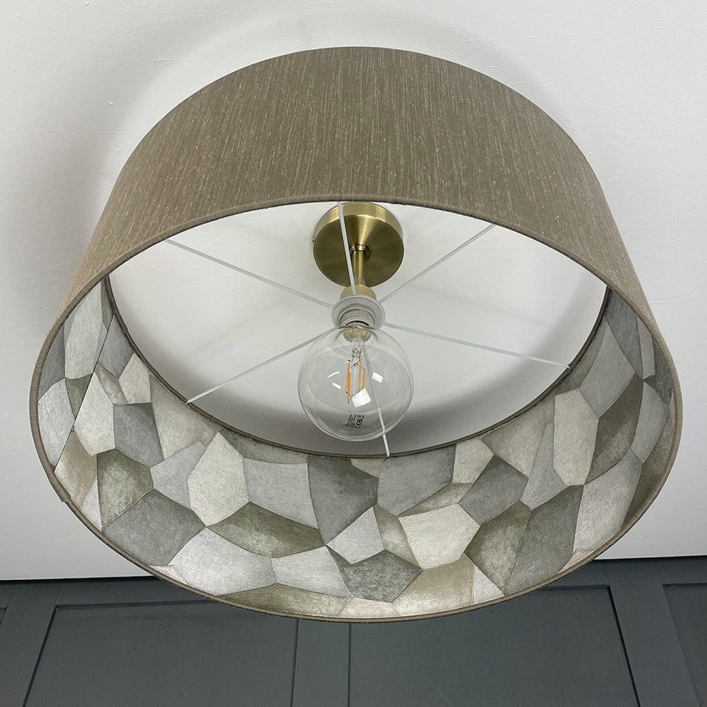 Sculpt Pewter Wallpaper Lined Pendant Shade with Tussah Seal
