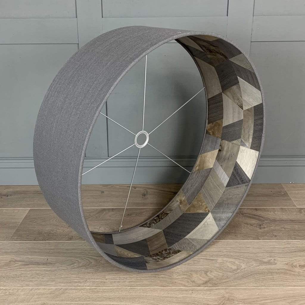 Textured Grey Pendant Shade with Arte Formation Grey Wallpaper Lining