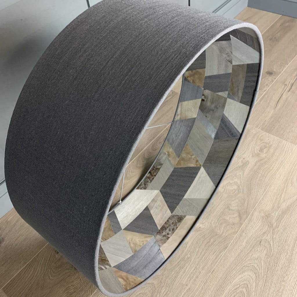 Textured Grey Pendant Shade with Arte Formation Grey Wallpaper Lining