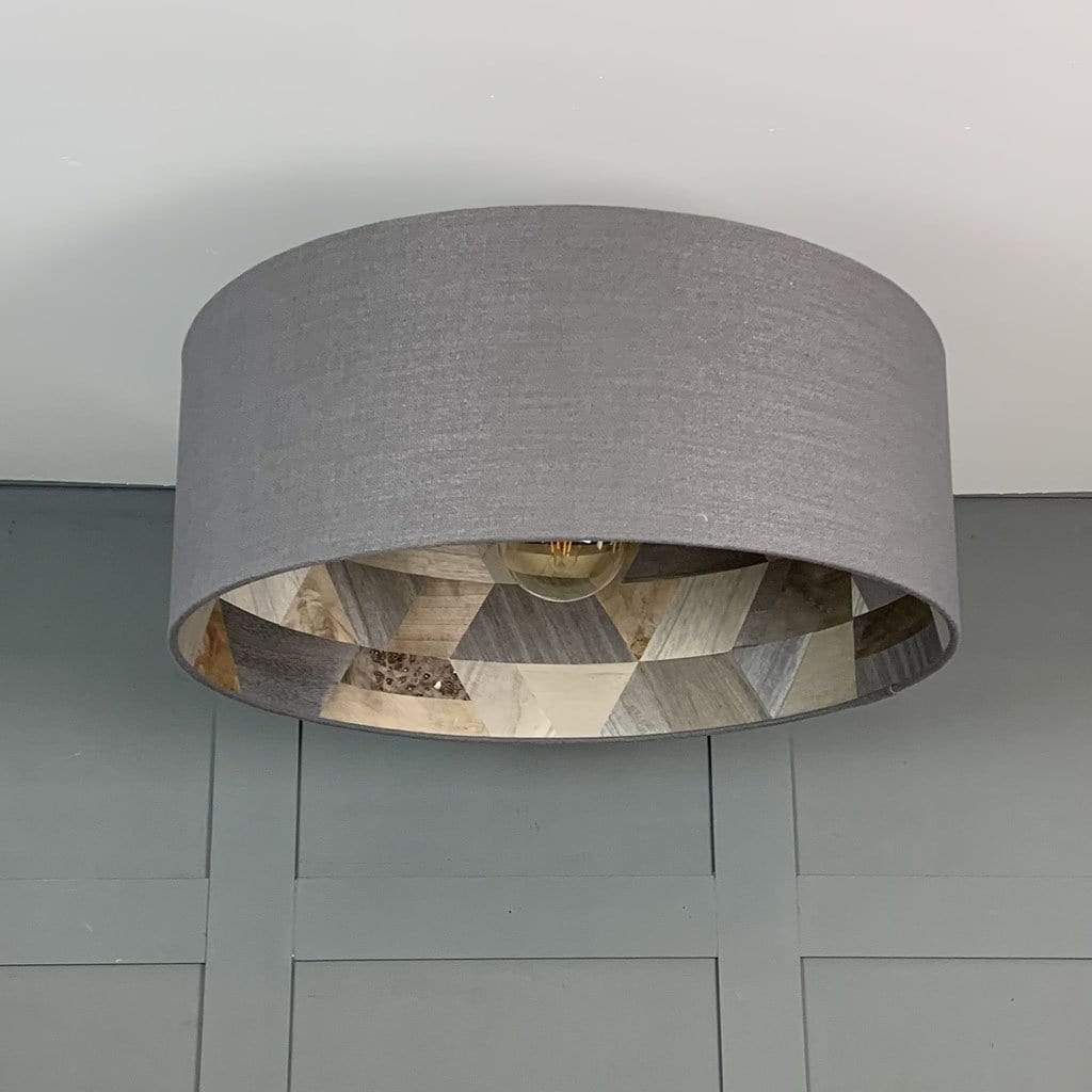 Textured Grey Pendant Shade with Arte Formation Grey Wallpaper Lining